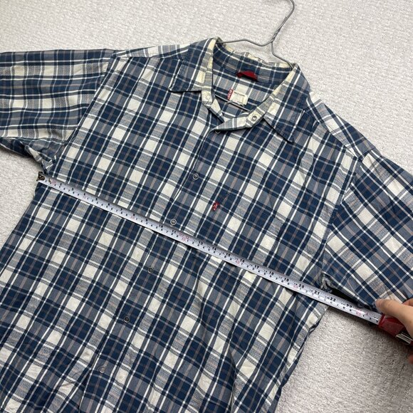 Levi's Shirt Men's L Blue Plaid Short Sleeve Snap Western Cowboy Outdoor Casual - Picture 8 of 16